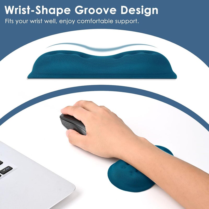 Vankey Mouse Wrist Rest, Soft Mouse Wrist Support Pad with Memory Foam, Non-Slip Base (Sea Blue) - Image 4